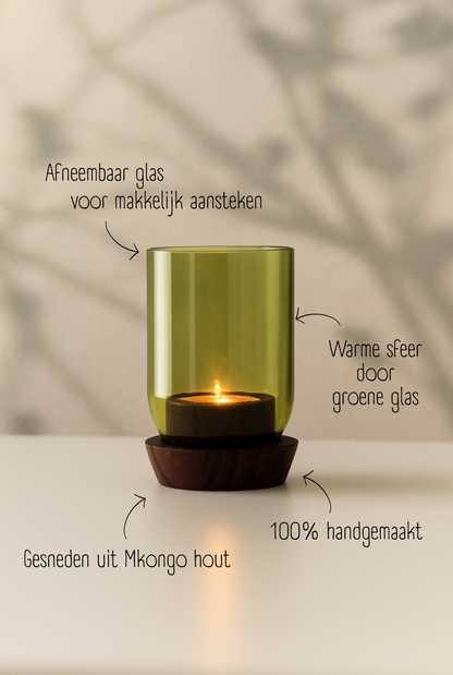 Handgemaakte Taa tall theelichthouder - Gerecycled glas