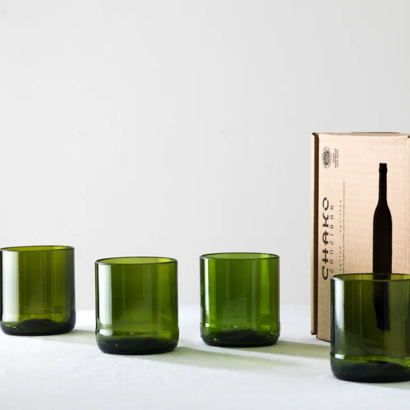 Handgemaakte Dafu drinkglazen | set van 4 - Gerecycled glas