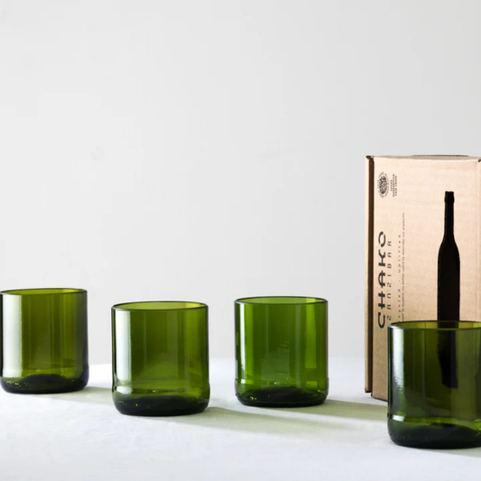 Handgemaakte Dafu drinkglazen | set van 4 - Gerecycled glas