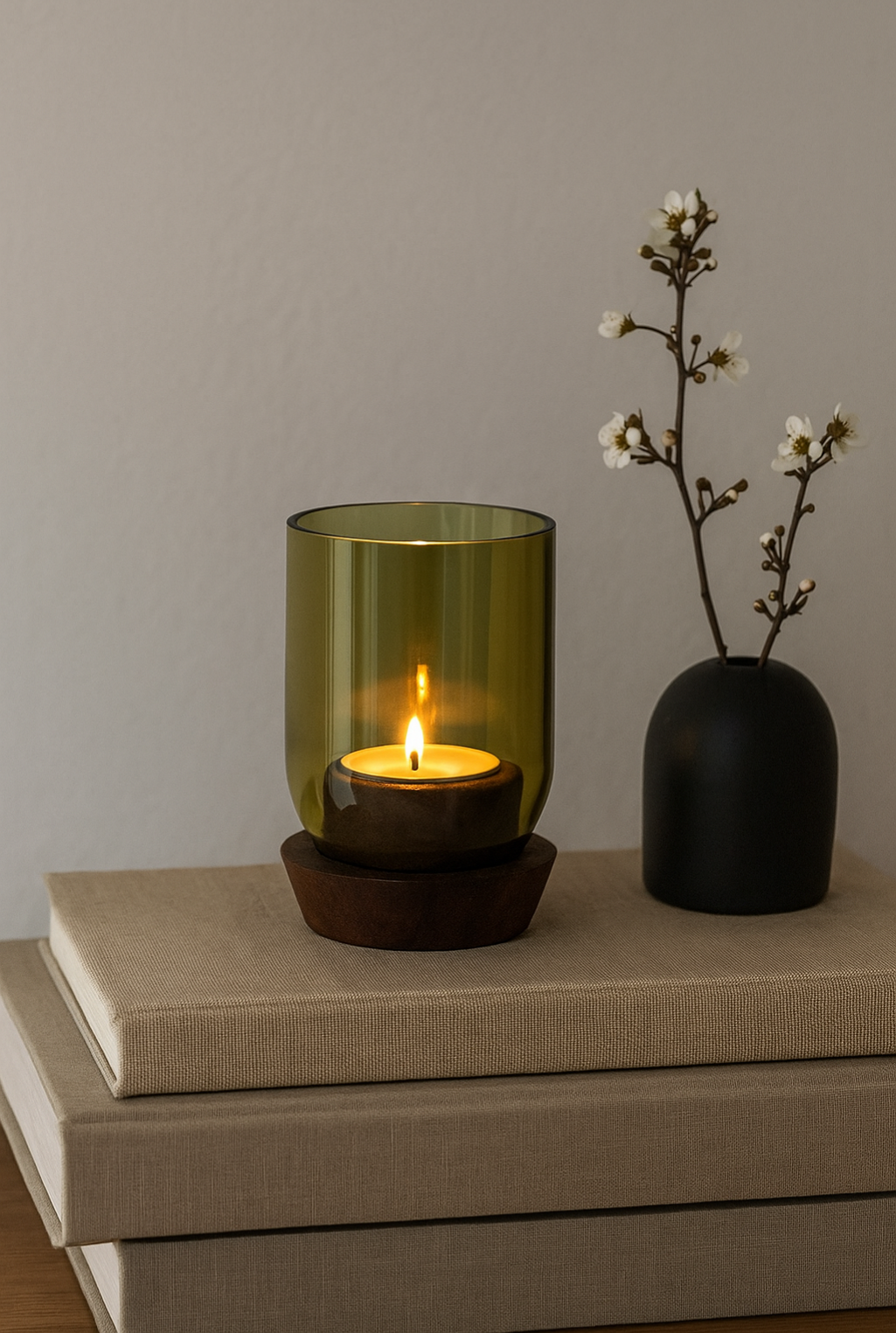 Handgemaakte Taa tall theelichthouder - Gerecycled glas