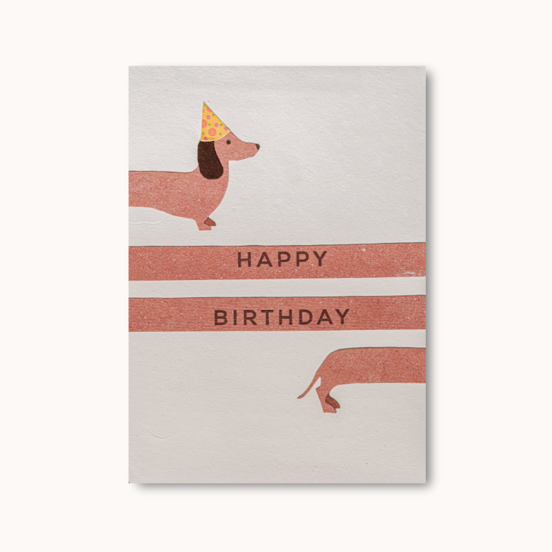 Handgemaakte wenskaart - Birthday Dachshund