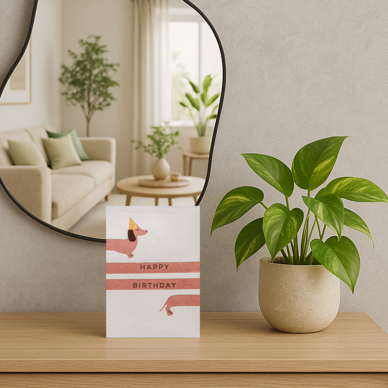 Handgemaakte wenskaart - Birthday Dachshund