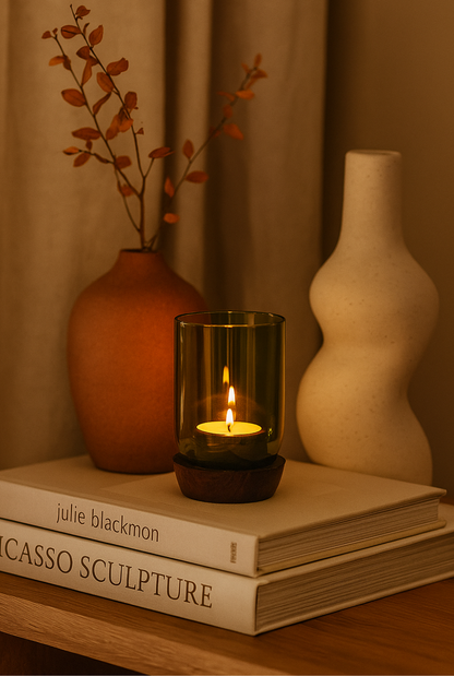 Handgemaakte Taa tall theelichthouder - Gerecycled glas