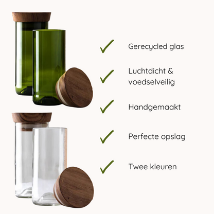 Handgemaakte  Mdalasini Voorraadpot | set van 2 - Gerecycled glas