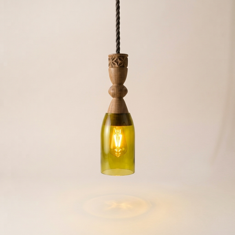 Handgemaakte Mwezi hanglamp - Gerecycled glas