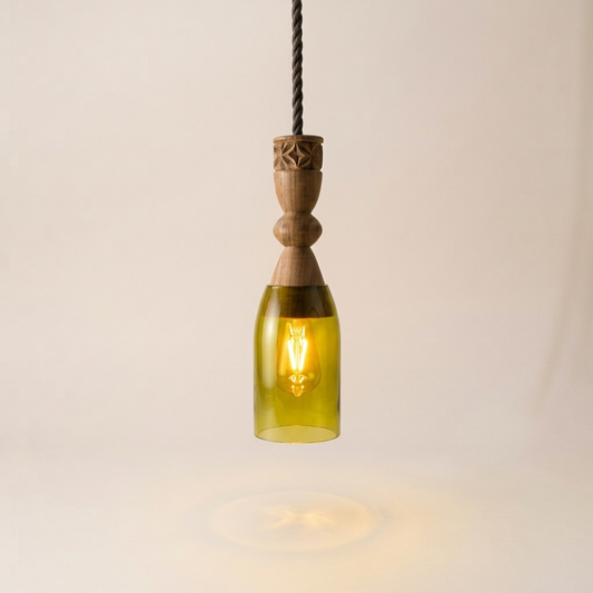 Handgemaakte Mwezi hanglamp - Gerecycled glas