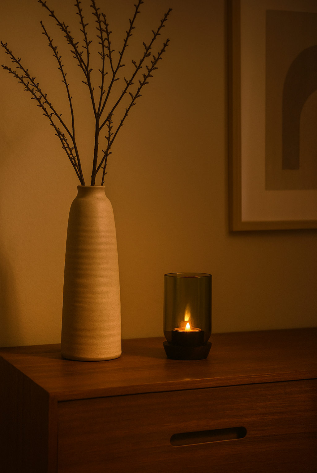 Handgemaakte Taa tall theelichthouder - Gerecycled glas