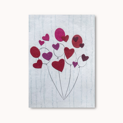 Handgemaakte wenskaart - Hearts & Balloons