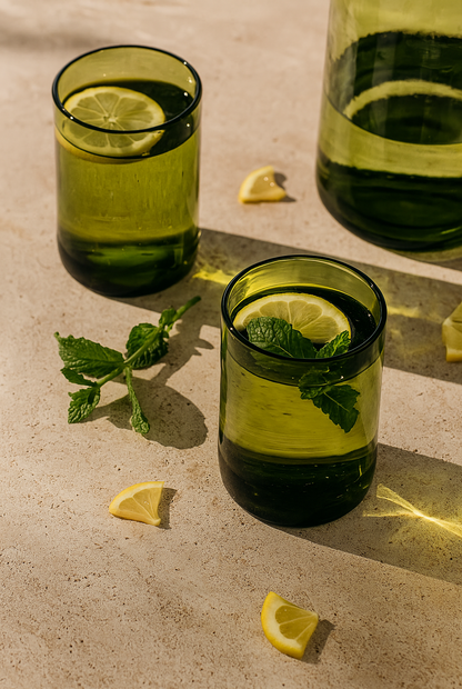 Handgemaakte Dafu tall drinkglazen | set van 3 - Gerecycled glas