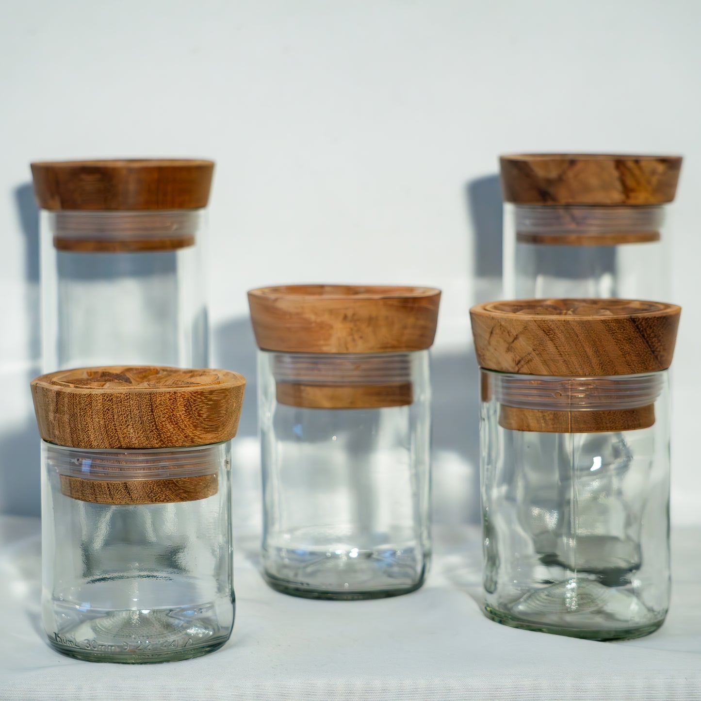 Handgemaakte Hiliki voorraadpotten van gerecycled glas - Cadeaupakket