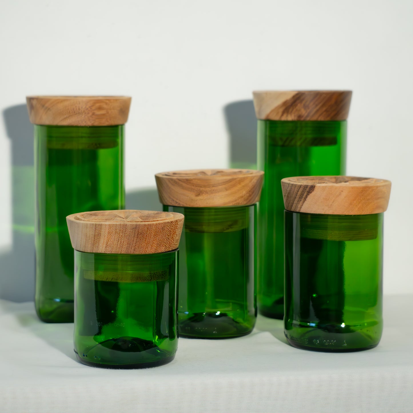 Handgemaakte Hiliki voorraadpotten van gerecycled glas - Cadeaupakket