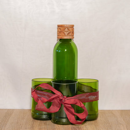 Handgemaakte Dafu Drinkglazen & Kitale Karaf - Gerecycled glas