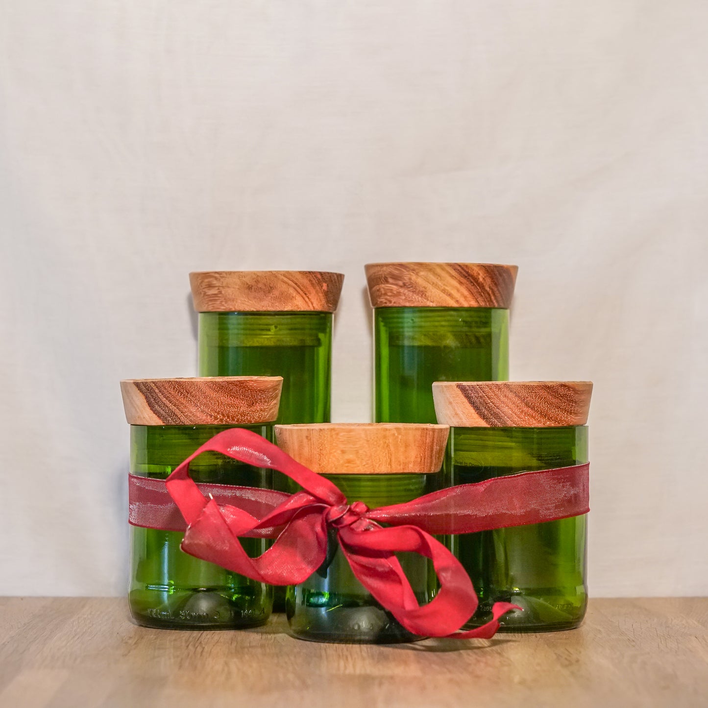 Handgemaakte Hiliki voorraadpotten van gerecycled glas - Cadeaupakket