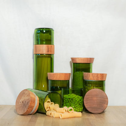 Handgemaakte Mdalasini voorraadpotten & Vanila Spaghettipot van gerecycled glas - Cadeaupakket